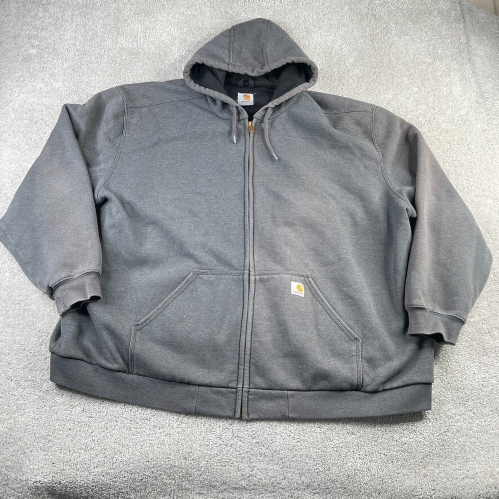 Carhartt Men's Gray Full-Zip Hooded Work Jacket